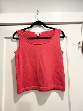 St John Santana Knit Rolled Hem Tank Top Red Small Spring Summer Closet Staple